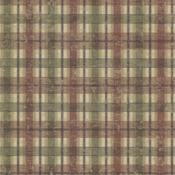 Wallpaper Nellie Brick Wooden Plaid Green, Red, Beige - Picture 2 of 11